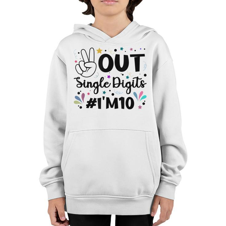 10Th Birthday For Girls Peace Out Single Digits  Youth Hoodie