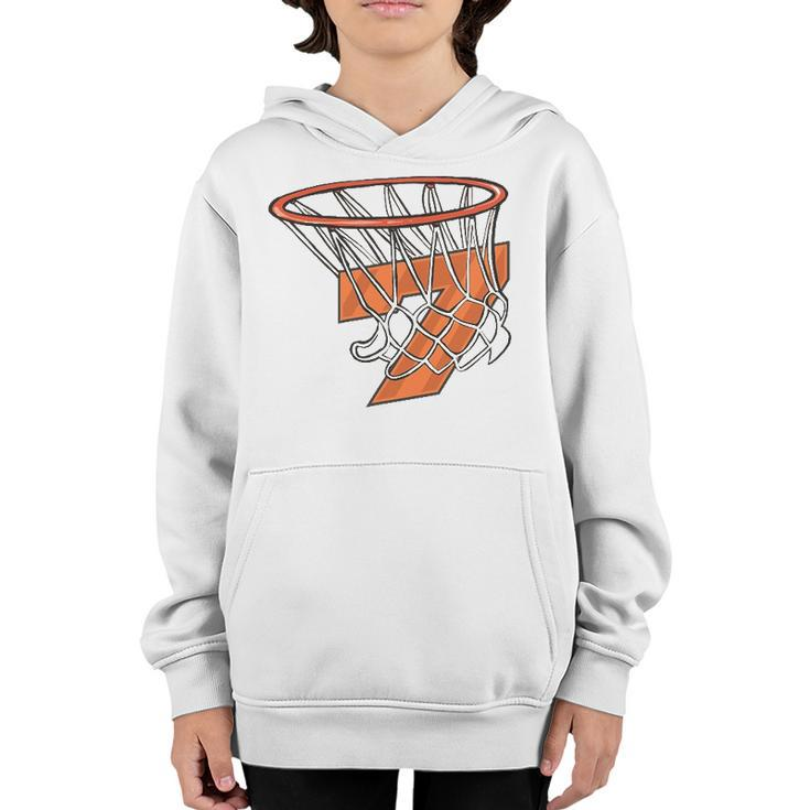 7Th Birthday Basketball 7 Years Old Kid For Birthday Party Youth Hoodie
