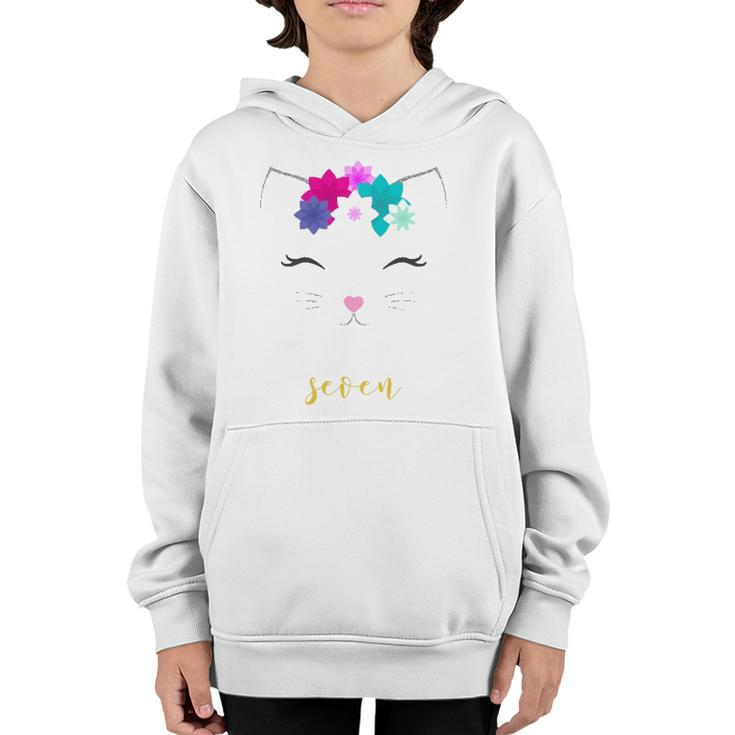 7Th Birthday  Kitty Cat For Girls Youth Hoodie