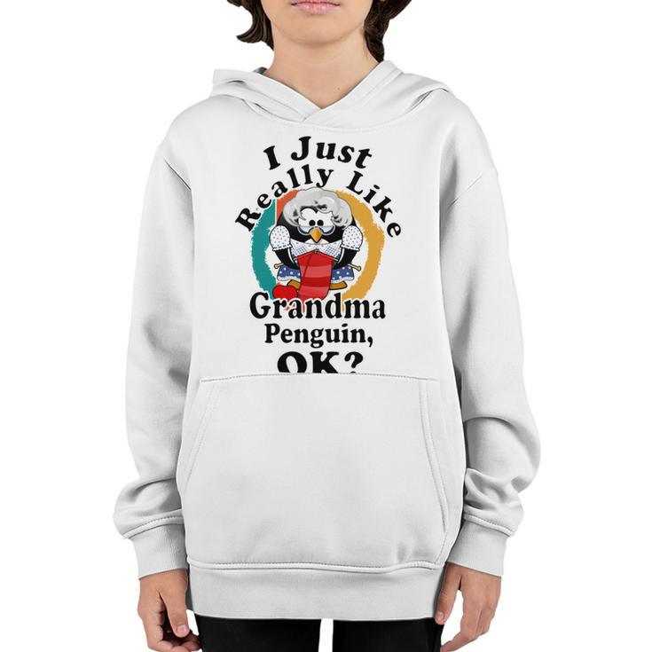 I Really Like Grandma Penguin Ok Youth Hoodie