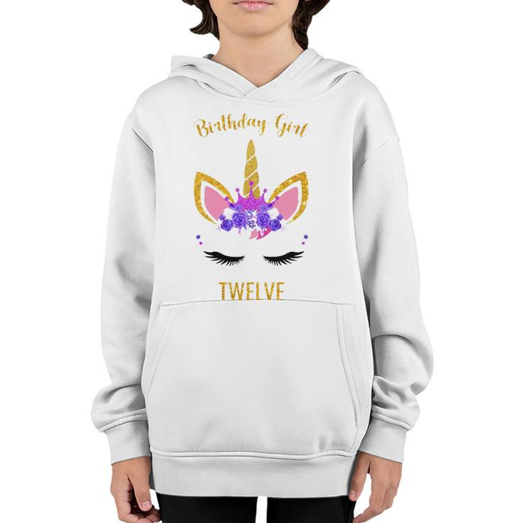 Kids 12Th Bday Outfit Unicorn Birthday Girl 12 Years Old Youth Hoodie
