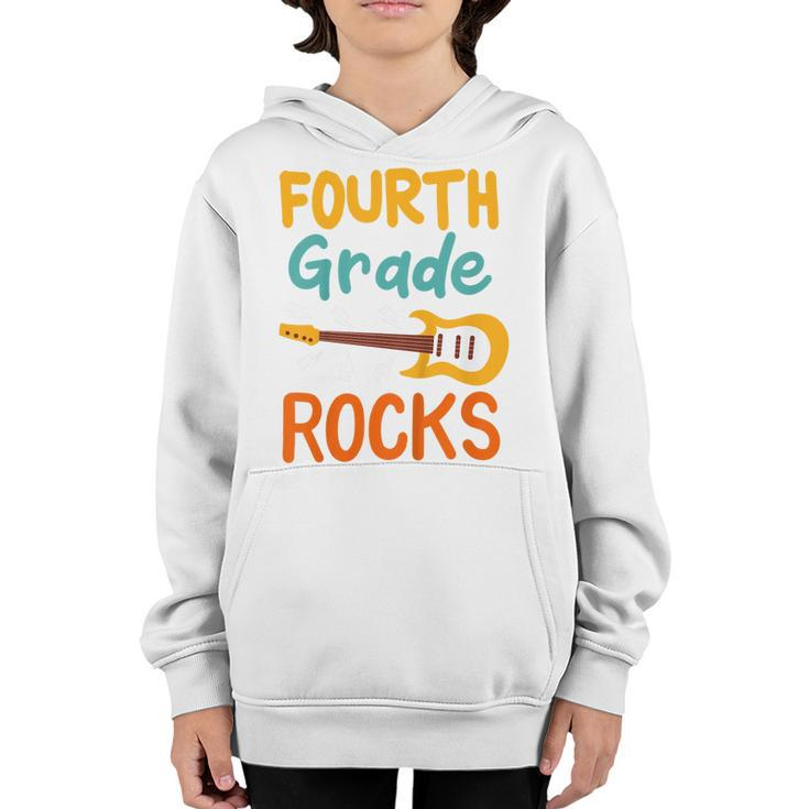 Kids 4Th Grade Fourth Grade Rocks Back To School Guitar  Youth Hoodie