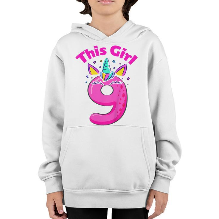 Kids Its My 9Th Birthday Happy 9 Years Old Unicorn Girls Party  Youth Hoodie