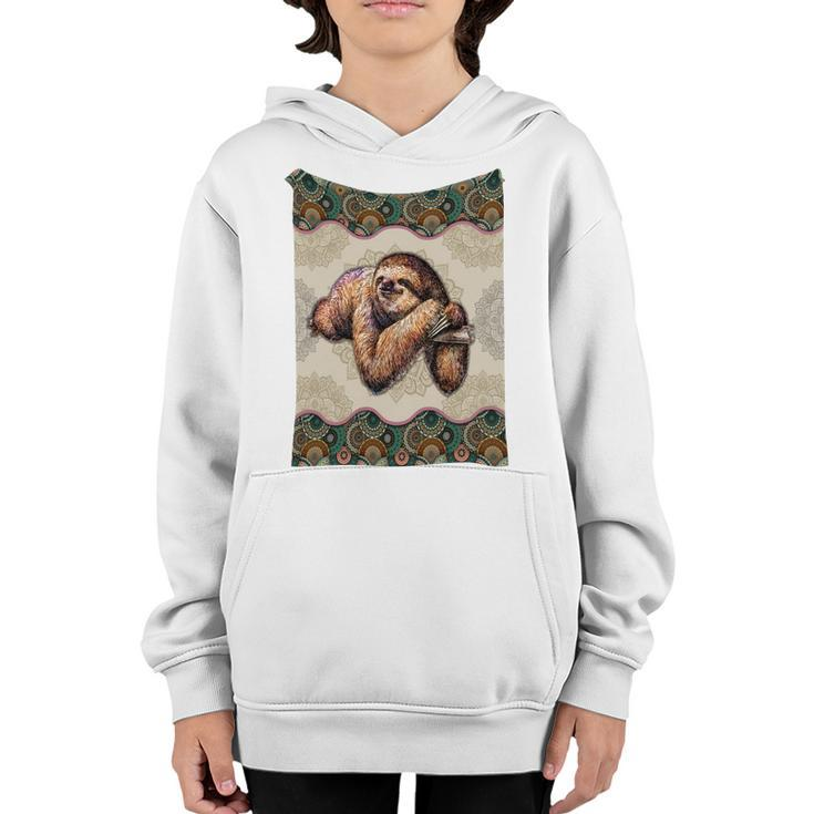 Sloth - Vintage Mandala Youth Hoodie