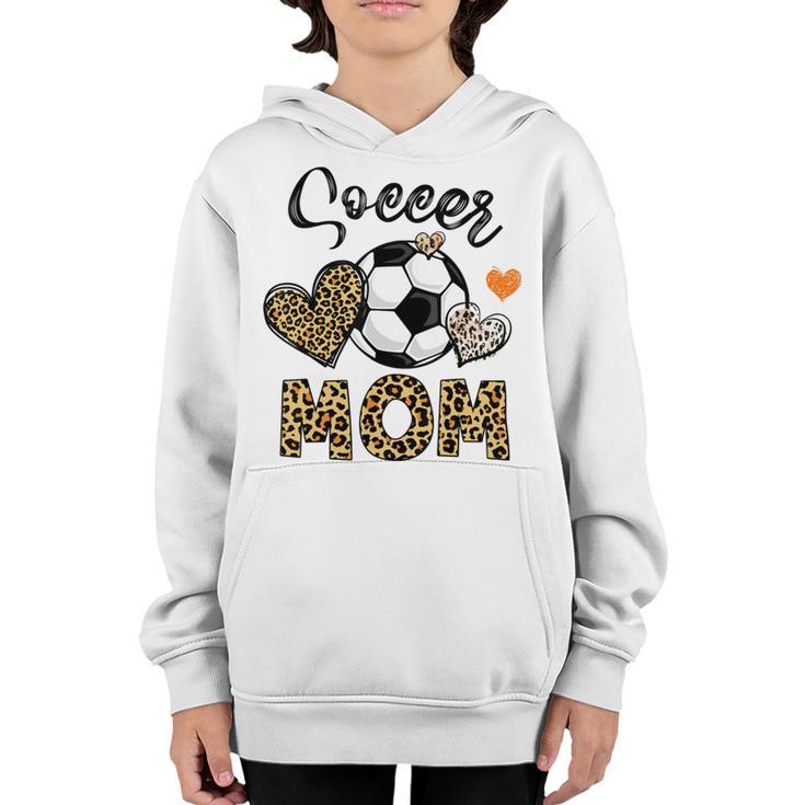 Soccer Mom Game Day Cheer Mom Leopard Mothers Day Youth Hoodie