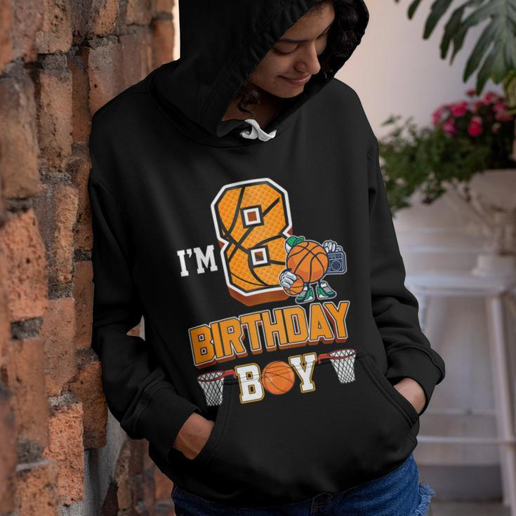 8Th Birthday Basketball Boy 8 Years Old Kids Youth Hoodie