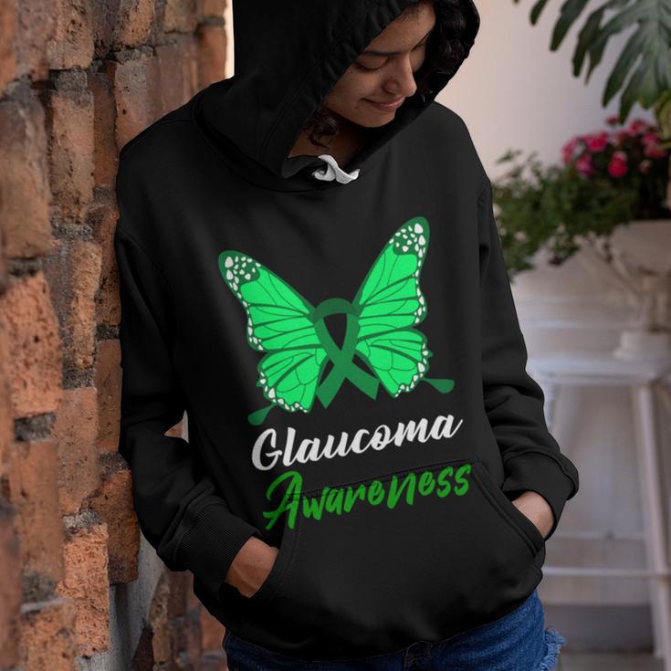 Glaucoma Awareness Butterfly Green Ribbon Glaucoma Glaucoma Awareness Youth Hoodie