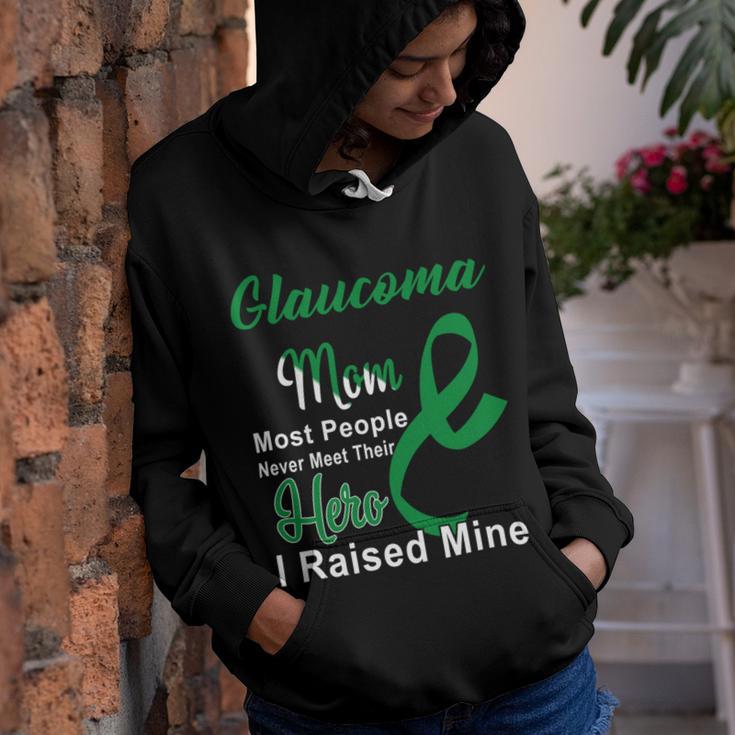 Glaucoma Mom Most People Never Meet Their Hero I Raised Mine Green Ribbon Glaucoma Glaucoma Awareness Youth Hoodie