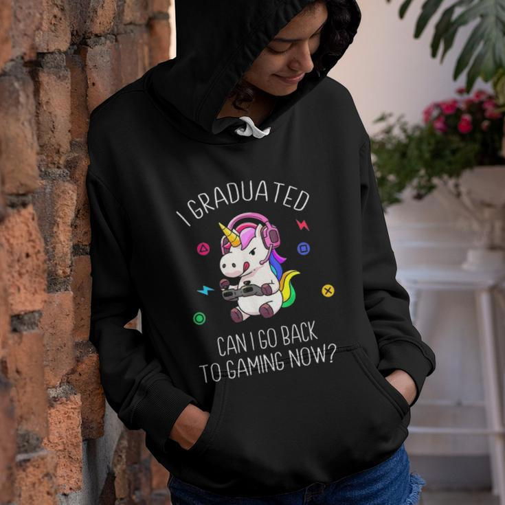 I Graduated Can I Go Back To Gaming Now Unicorn Graduation Youth Hoodie