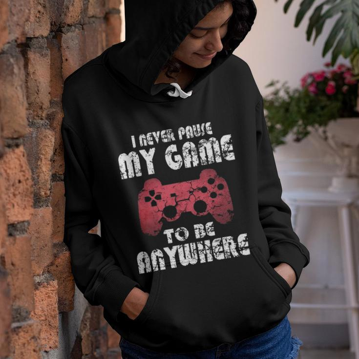 I Never Pause My Game Funny Gamer Gift Boys Girls Teens Youth Hoodie