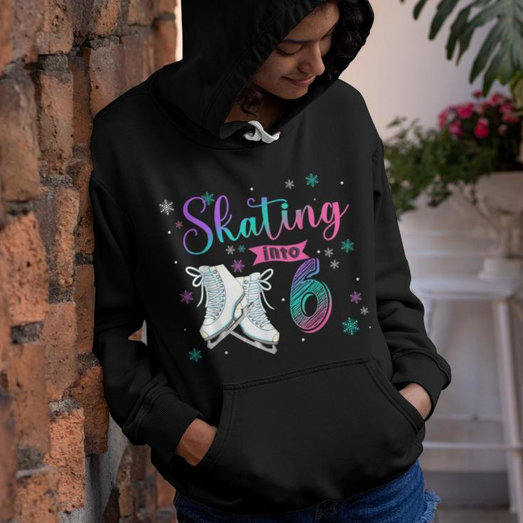 Ice Skating Rolling 6Th Birthday Party Girl Family Matching Youth Hoodie