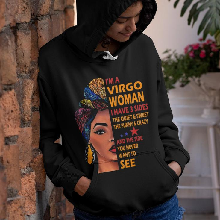 Im A Virgo Woman I Have 3 Sides Virgo Girl Birthday Youth Hoodie