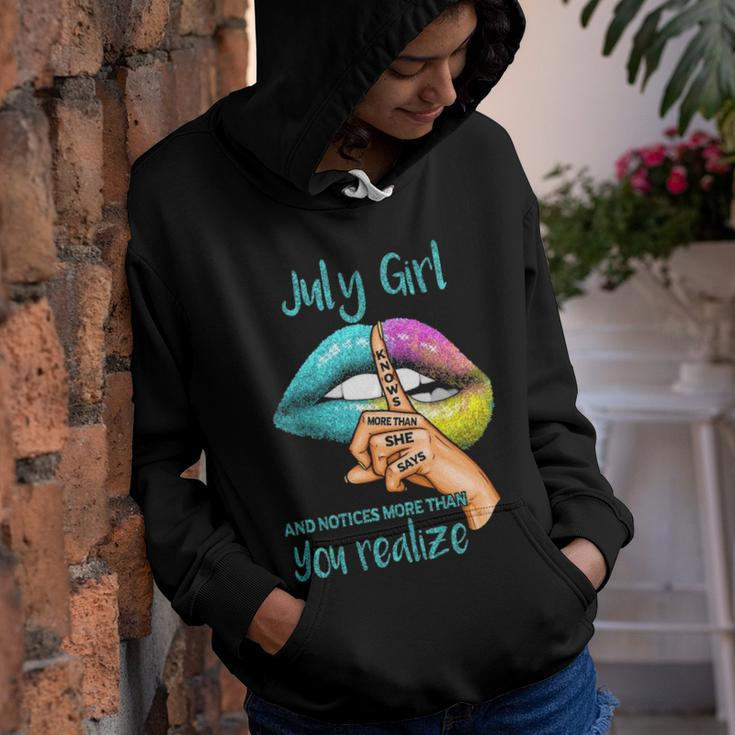 July Girl Gift July Girl Knows More Than She Says Youth Hoodie