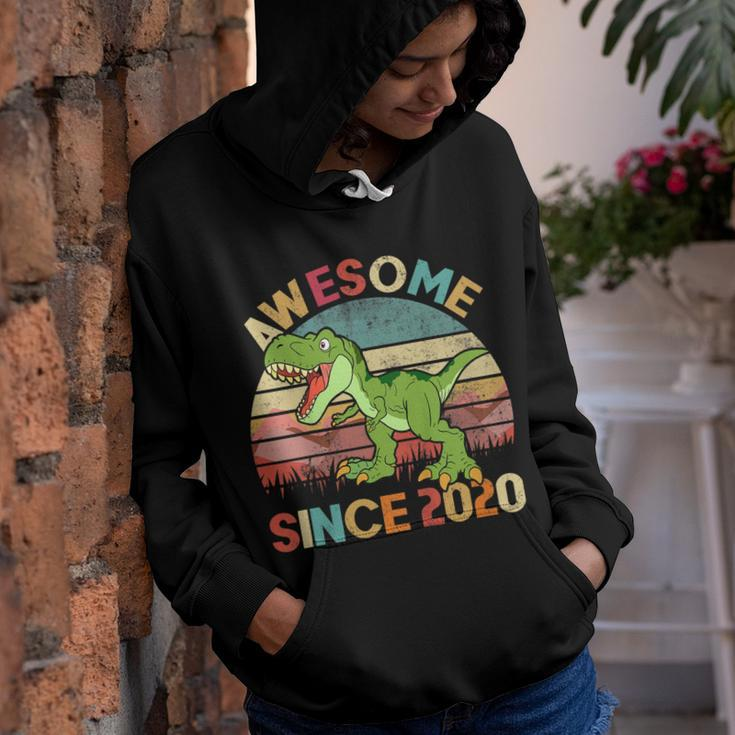 Kids Dinosaur 2Nd Birthday 2 Year Old Awesome Since 2020 Youth Hoodie
