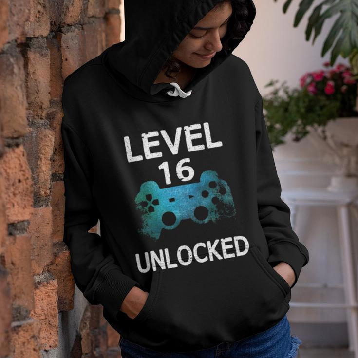 Level 16 Unlocked Boys 16Th Birthday 16 Years Old Gamer Youth Hoodie