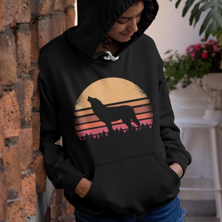 Moon Sunset Retro Howling At 80S Vintage Wolf Halloween S Youth Hoodie