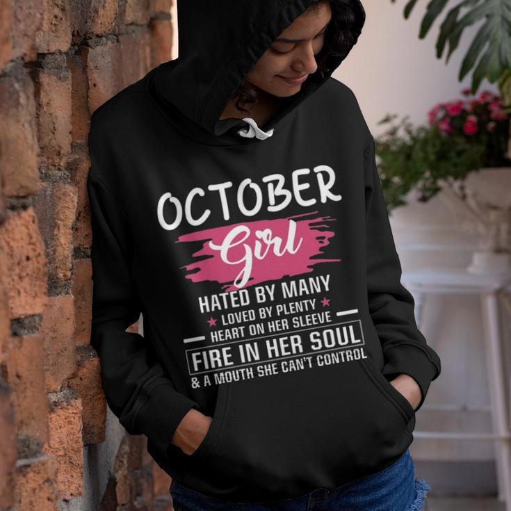 October Girl Birthday October Girl Hated By Many Loved By Plenty Heart On Her Sleeve Youth Hoodie