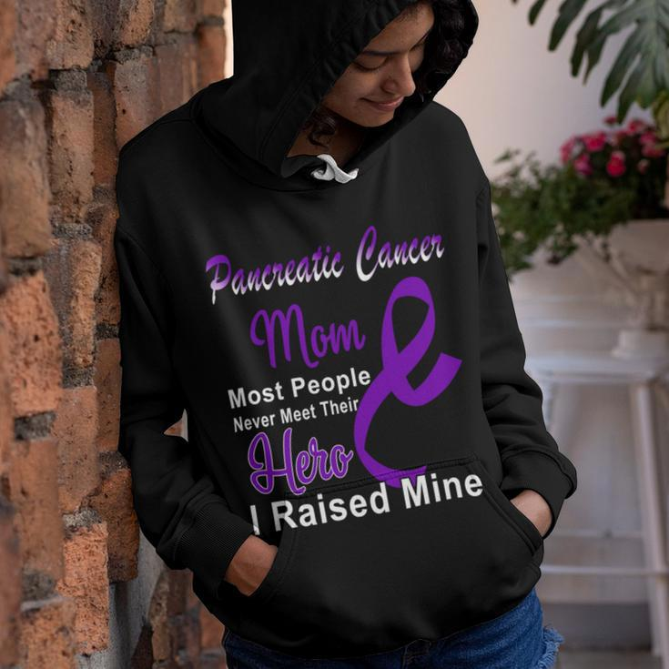 Pancreatic Cancer Mom Most People Never Meet Their Hero I Raised Mine Purple Ribbon Pancreatic Cancer Pancreatic Cancer Awareness Youth Hoodie