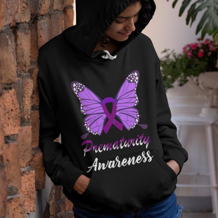 Prematurity Awareness Butterfly Purple Ribbon Prematurity Prematurity Awareness Youth Hoodie