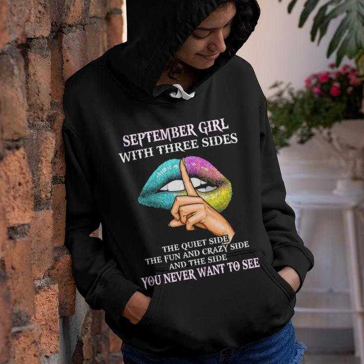 September Girl With Three Sides September Girl Birthday Youth Hoodie