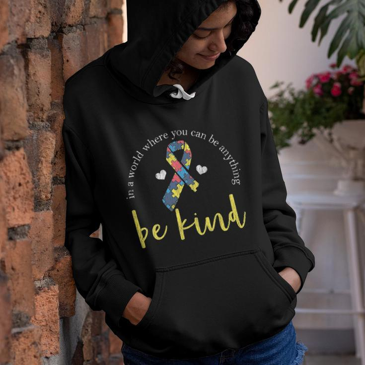 Womens Autism Kindness Ribbon Heart Support Autistic Kids Awareness V-Neck Youth Hoodie