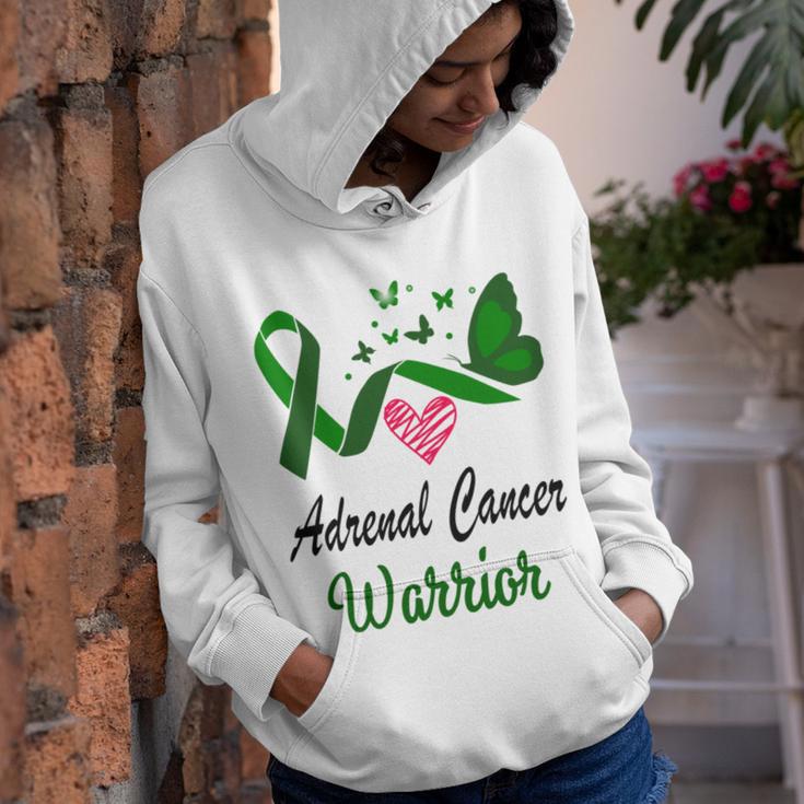 Adrenal Cancer Warrior Butterfly Green Ribbon Adrenal Cancer Adrenal Cancer Awareness Youth Hoodie