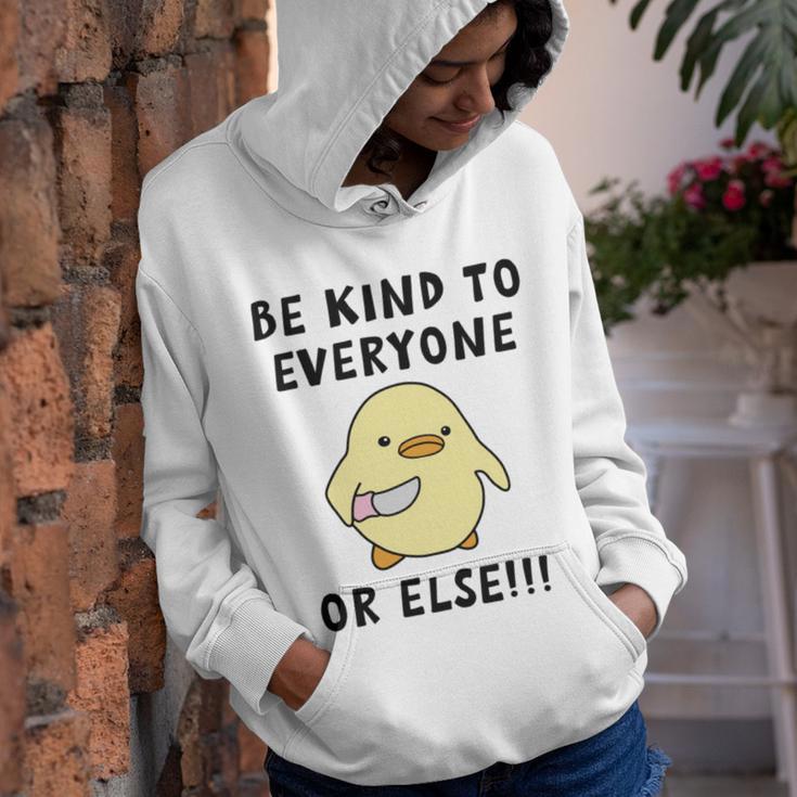 Be Kind To Everyone Or Else Funny Cute Duck With Knife Youth Hoodie