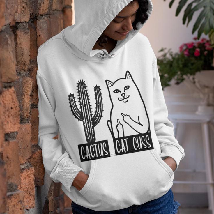 Cat Cuss Cactus Funny Cat Joke Youth Hoodie