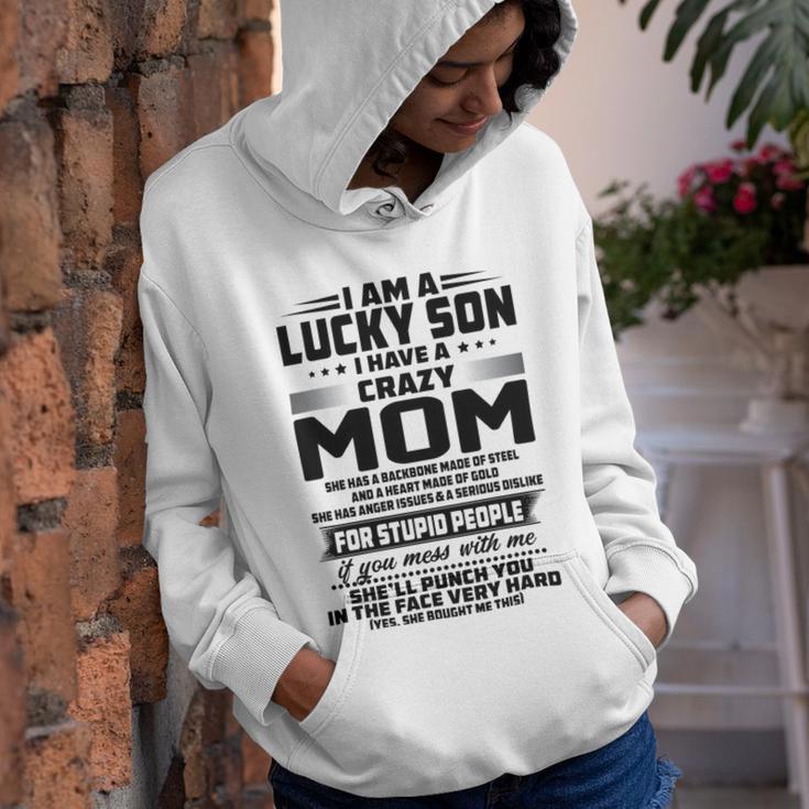 I Am A Lucky Son I Have A Crazy Mom She Has A Backbone V2 Youth Hoodie