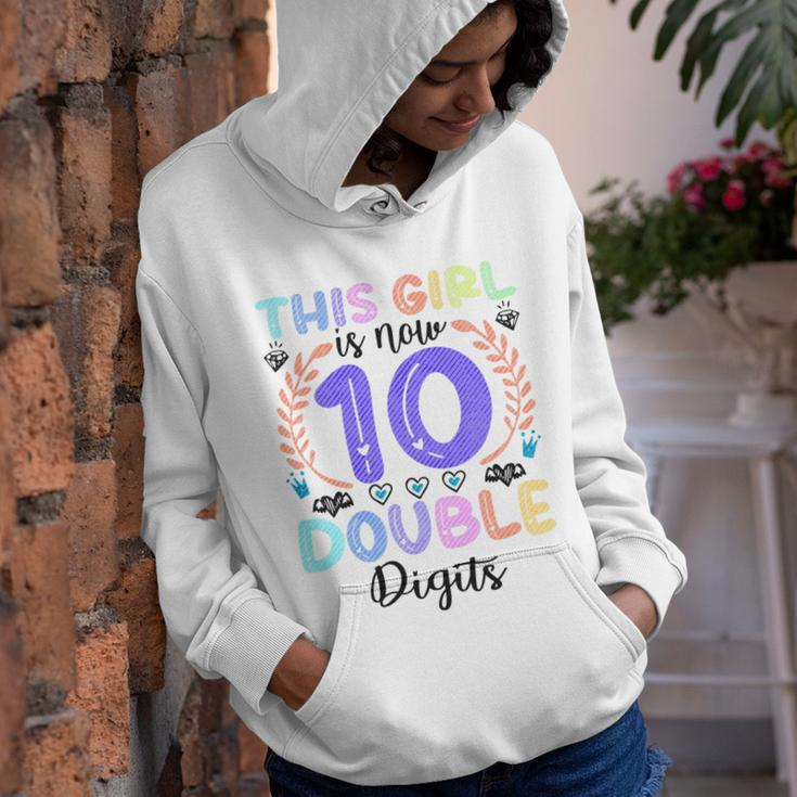 Kids This Girl Is Now 10 Double Digits 10Th Birthday 10 Year Old Youth Hoodie