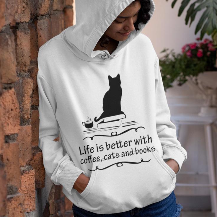 Life Is Better With Coffee Cats And Books 682 Shirt Youth Hoodie