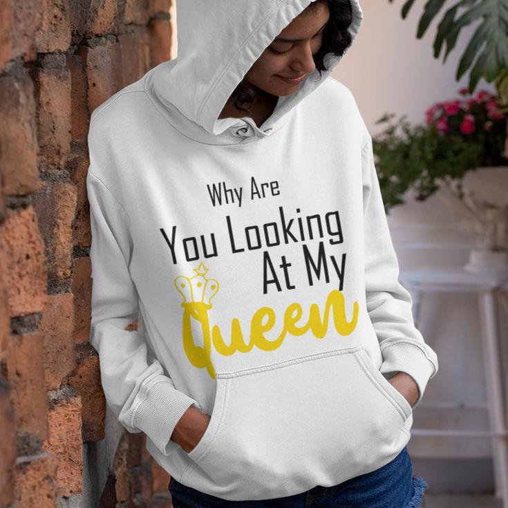 Official Why Are You Looking At My Queen - Idea For Wife And Girlfriend Youth Hoodie