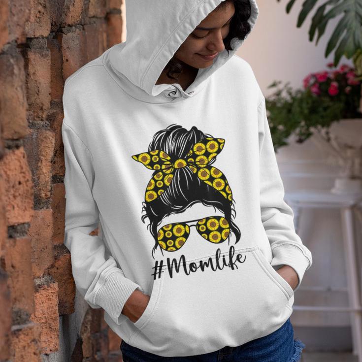 Sunflowers Mom Life Messy Bun Hair Sunglasses Mothers Day Youth Hoodie