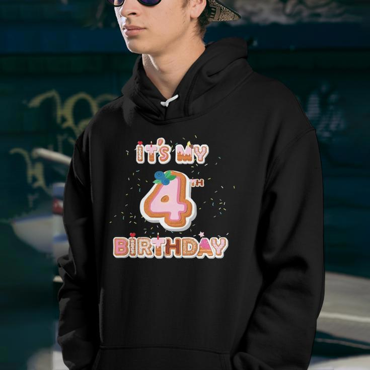 Its My 4Th Birthday Donut - 4 Years Old B-Day Girl Youth Hoodie