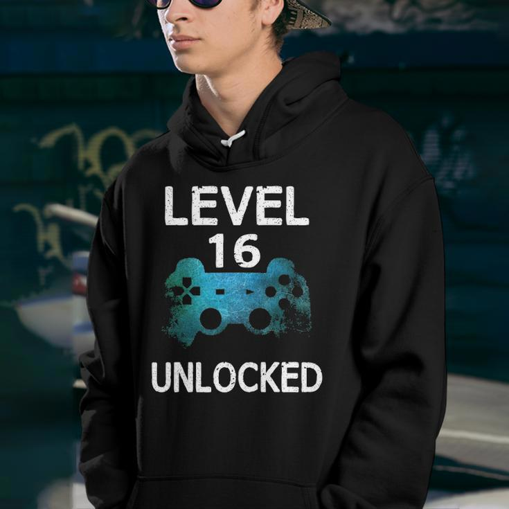 Level 16 Unlocked Boys 16Th Birthday 16 Years Old Gamer Youth Hoodie