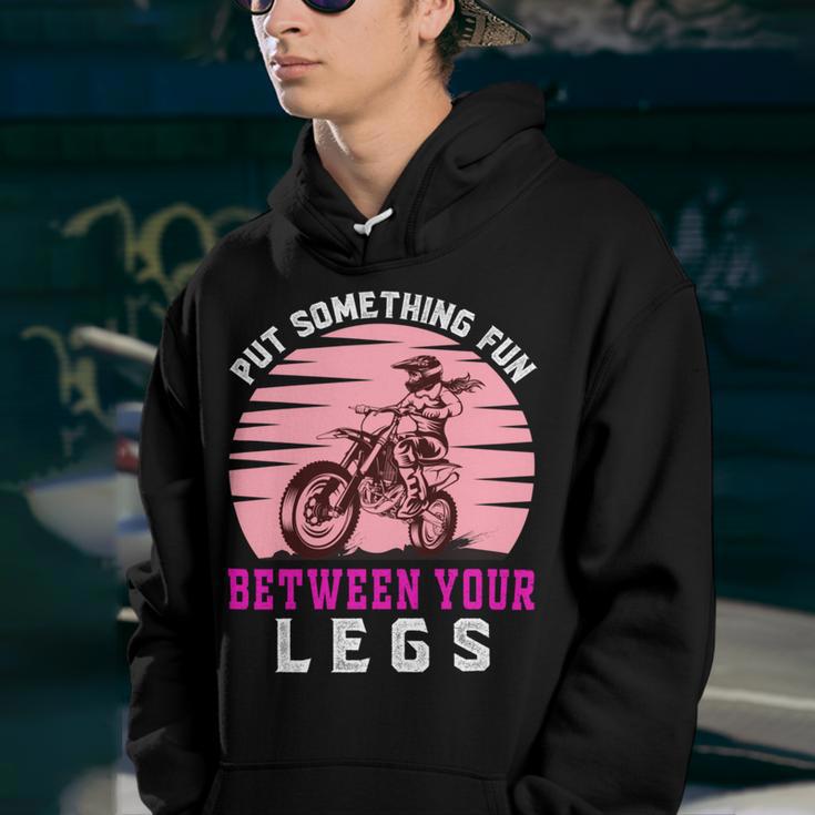 Put The Fun Between Your Legs Funny Girl Motocross Gift Girl Motorcycle Lover Vintage Youth Hoodie