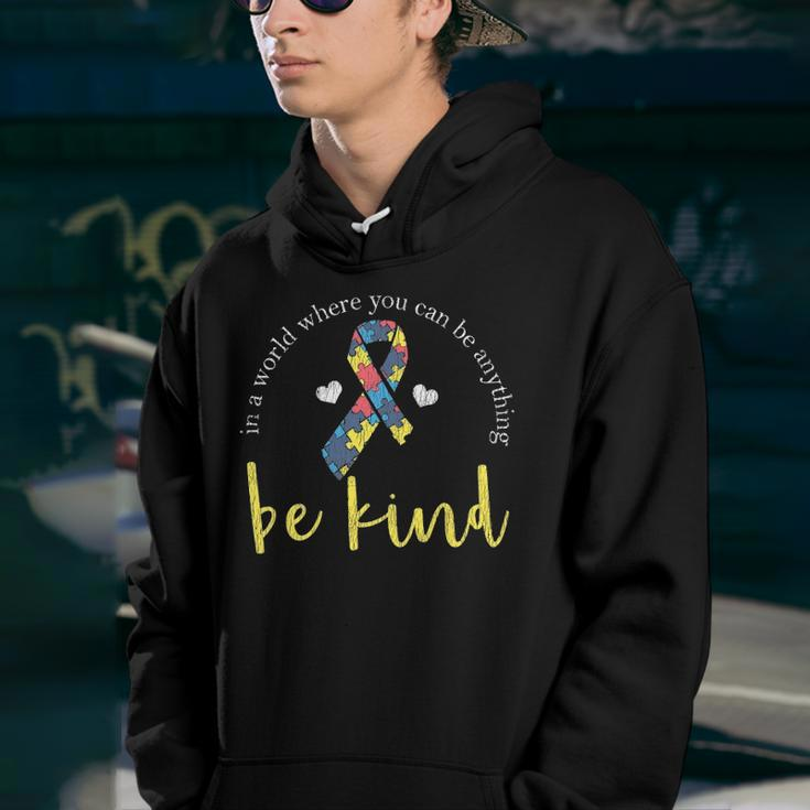 Womens Autism Kindness Ribbon Heart Support Autistic Kids Awareness V-Neck Youth Hoodie