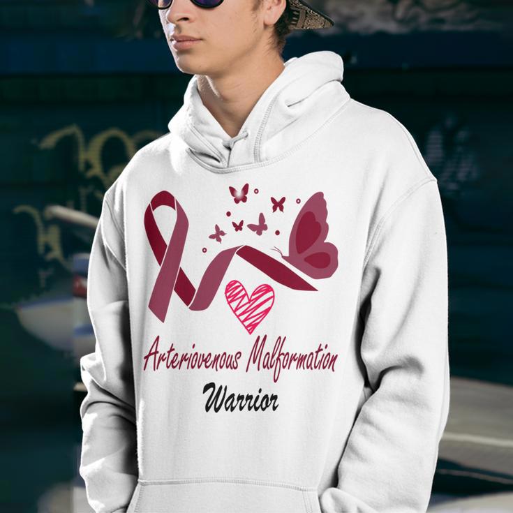 Arteriovenous Malformation Warrior Butterfly Funny Unicorn Burgundy Ribbon Arteriovenous Malformation Support Arteriovenous Malformation Awareness Youth Hoodie