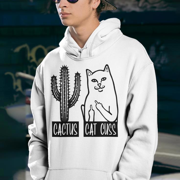 Cat Cuss Cactus Funny Cat Joke Youth Hoodie