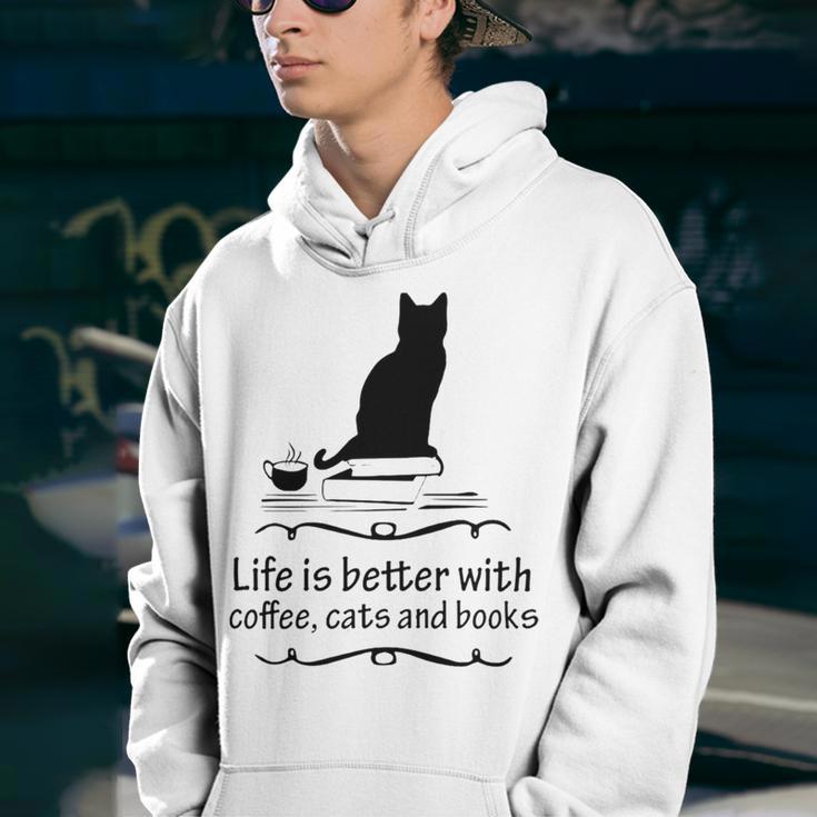 Life Is Better With Coffee Cats And Books 682 Shirt Youth Hoodie