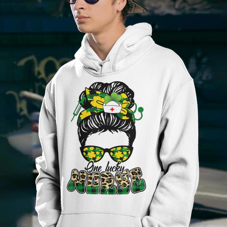 One Lucky Nurse Irish Leopard Messy Bun St Patricks Day Youth Hoodie