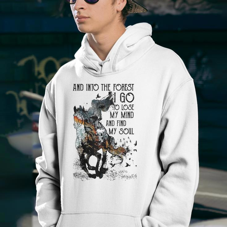 Retro Cowgirl Riding Horse Into Forest I Go Western Cowboy Youth Hoodie