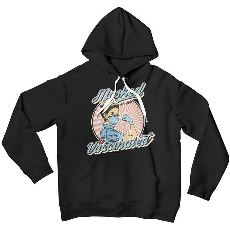 Masked And Vaccinated - Educated Vaccinated Caffeinated Dedicated Vintage Nurse Life Youth Hoodie