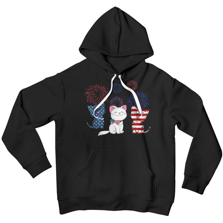 Red White Blue Cat Usa Flag 4Th Of July Patriotic Cat Lover Youth Hoodie