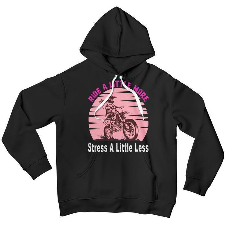Ride A Little More Stress A Little Less Funny Girl Motocross Gift Girl Motorcycle Lover Vintage Youth Hoodie