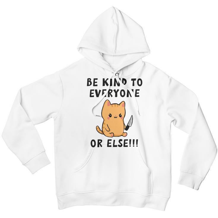 Be Kind To Everyone Or Else Funny Cute Cat With Knife Youth Hoodie