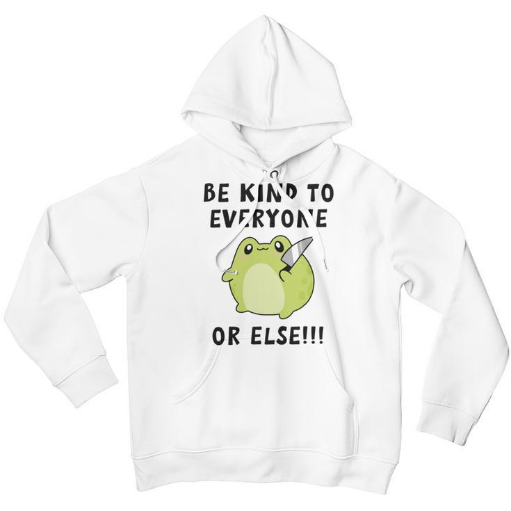 Be Kind To Everyone Or Else Funny Cute Frog With Knife Youth Hoodie