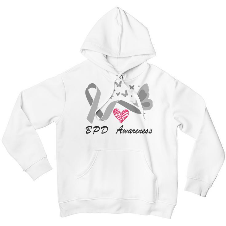 Borderline Personality Disorder Bpd Awareness Butterfly Grey Ribbon Borderline Personality Disorder Bpd Awareness Youth Hoodie