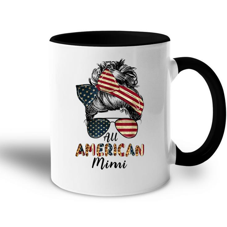 All American Mimi Messy Bun Matching Family 4Th Of July Mom  Accent Mug
