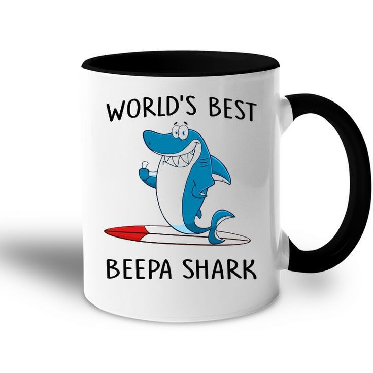 Beepa Grandpa Gift   Worlds Best Beepa Shark Accent Mug